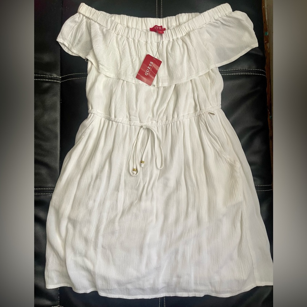 Guess Women's White and Gold Dress
